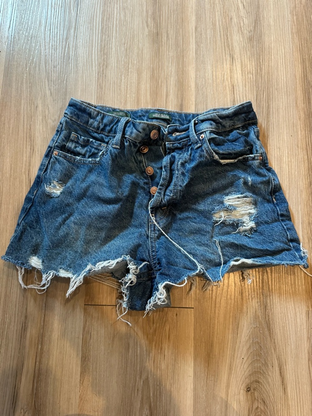 wild fable Distressed Dark Blue Denim Cutoff Shorts
